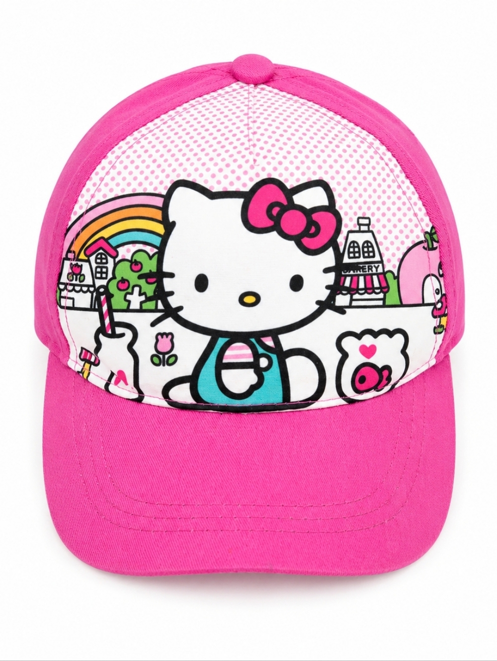 Hello Kitty Hot Pink Cap with Rainbow Character Print